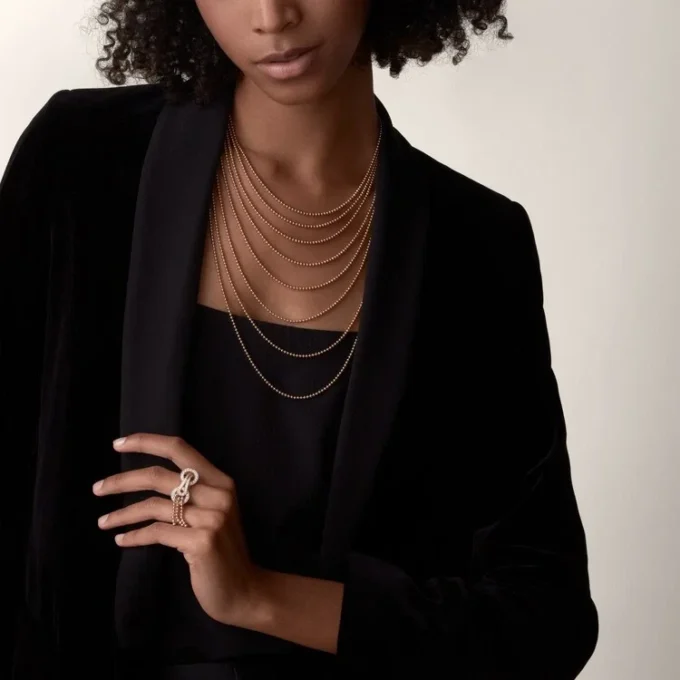 Agrafe Long Necklace, Semi-Paved Agrafe Long Necklace, Semi-Paved