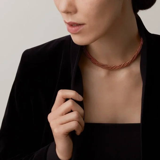 Agrafe Long Necklace, Semi-Paved Agrafe Long Necklace, Semi-Paved