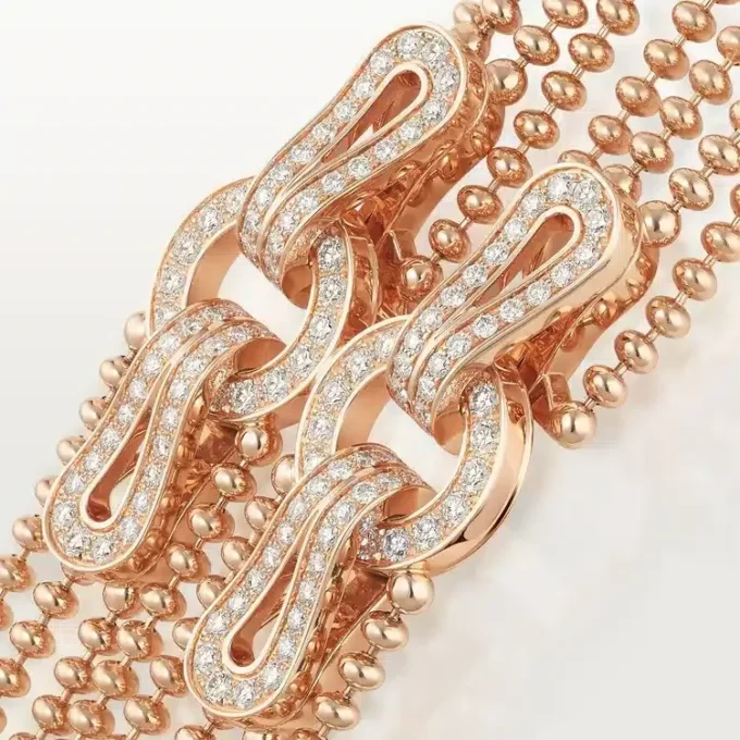 Agrafe Long Necklace, Semi-Paved Agrafe Long Necklace, Semi-Paved