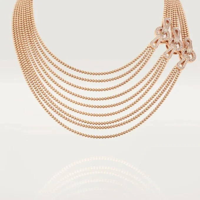 Agrafe Necklace, Medium Model, Half-Paved Agrafe Necklace, Medium Model, Half-Paved