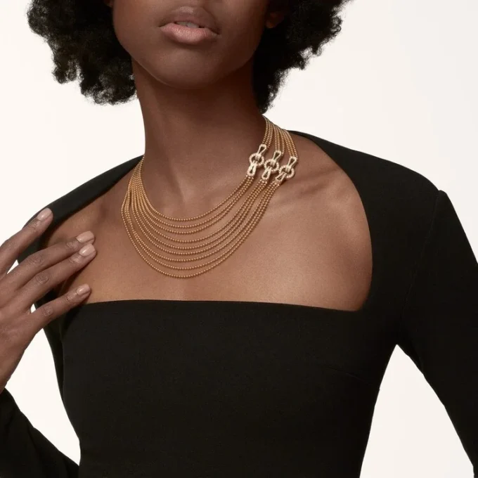 Agrafe Necklace, Medium Model, Half-Paved Agrafe Necklace, Medium Model, Half-Paved
