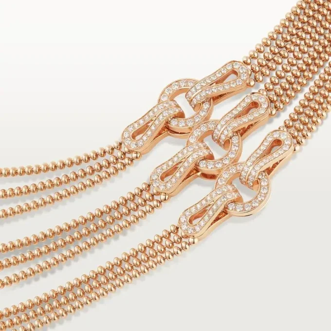 Agrafe Necklace, Medium Model, Half-Paved Agrafe Necklace, Medium Model, Half-Paved