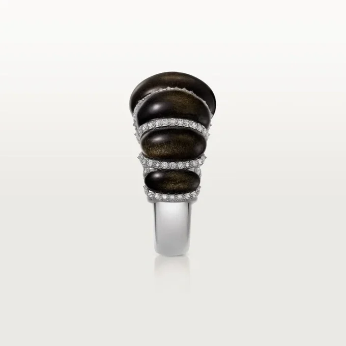 Cartier Libre Tressage Ring, Obsidian, Diamonds