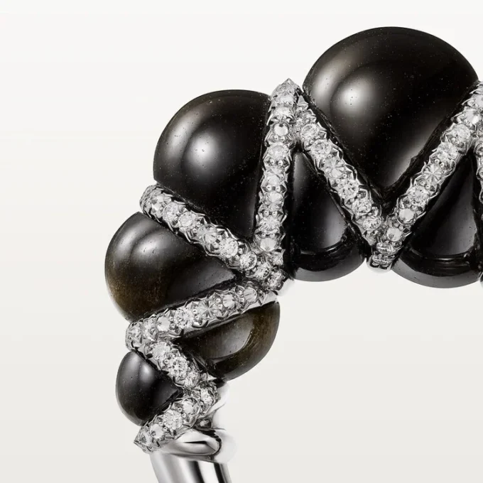 Cartier Libre Tressage Ring, Obsidian, Diamonds