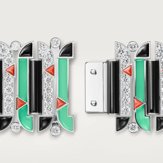 Geometrie & Contrastes Bracelet, Chrysoprase, Paved