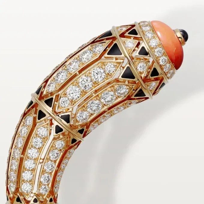 Geometrie & Contrastes Bracelet, Coral, Paved