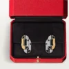 Geometrie & Contrastes Earrings, Onyx, Paved