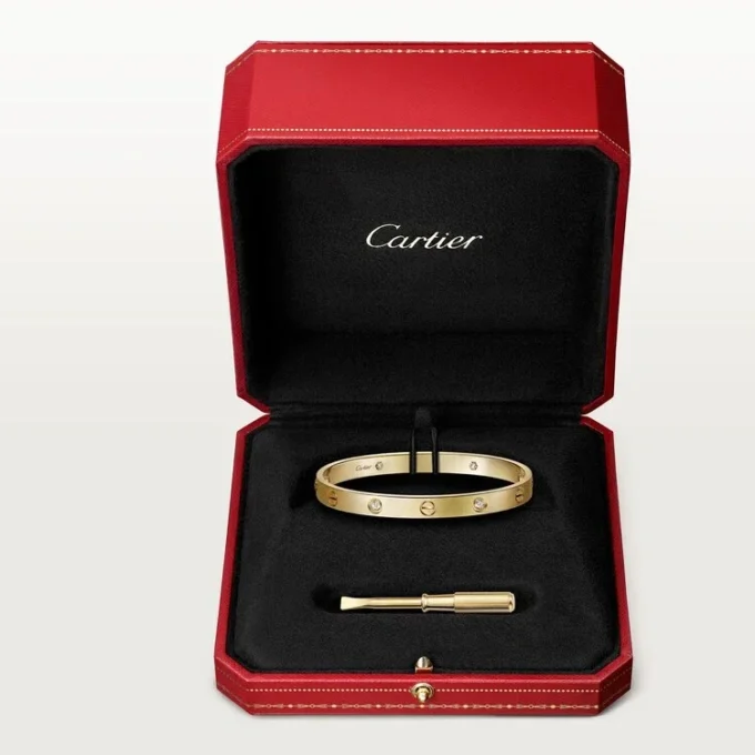 Love Bracelet, Classic Model, Brushed, 4 Diamonds