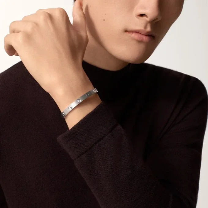 Love Bracelet, Classic Model, Brushed, 4 Diamonds