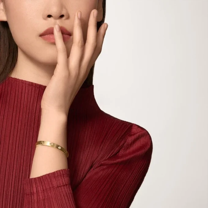 Love Bracelet, Classic Model, Brushed, 4 Diamonds