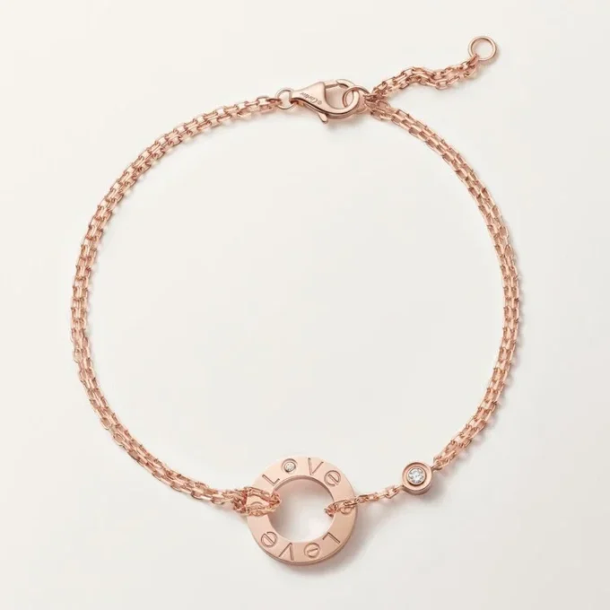 Love Bracelet, on Chain, 2 Diamonds