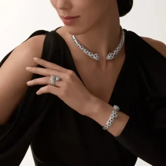 Panthere De Cartier Torque Necklace, Articulated, Paved