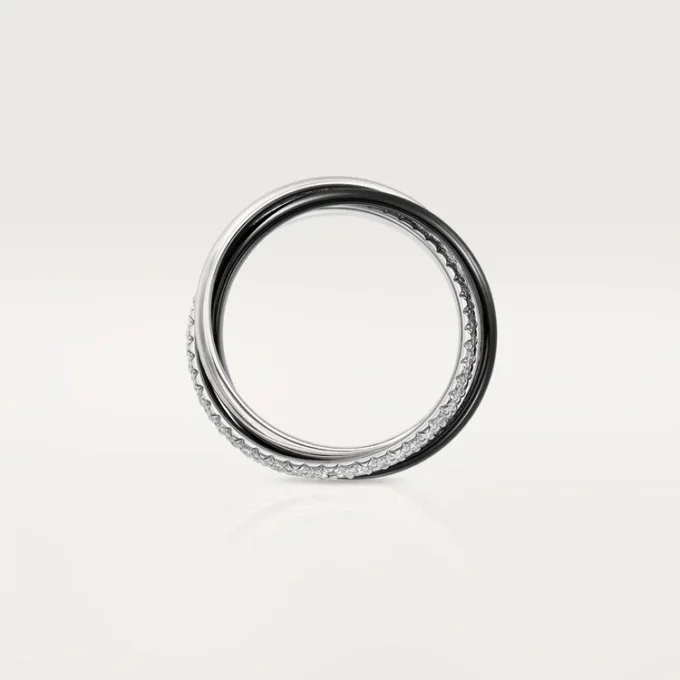 Trinity Ring, Ceramic, Small Model, Half-Paved